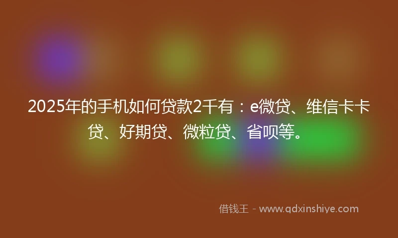 2025年的手机如何贷款2千有：e微贷、维信卡卡贷、好期贷、微粒贷、省呗等。