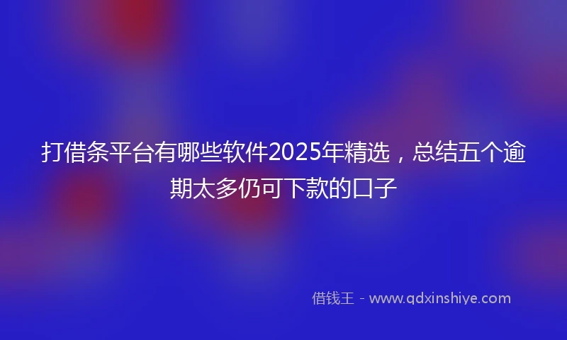 打借条平台有哪些软件2025年精选，总结五个逾期太多仍可下款的口子