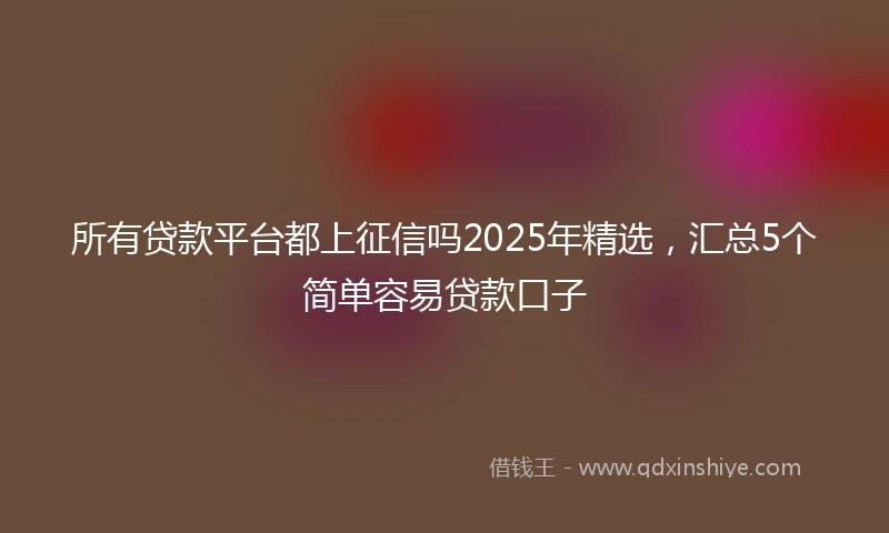 所有贷款平台都上征信吗2025年精选，汇总5个简单容易贷款口子