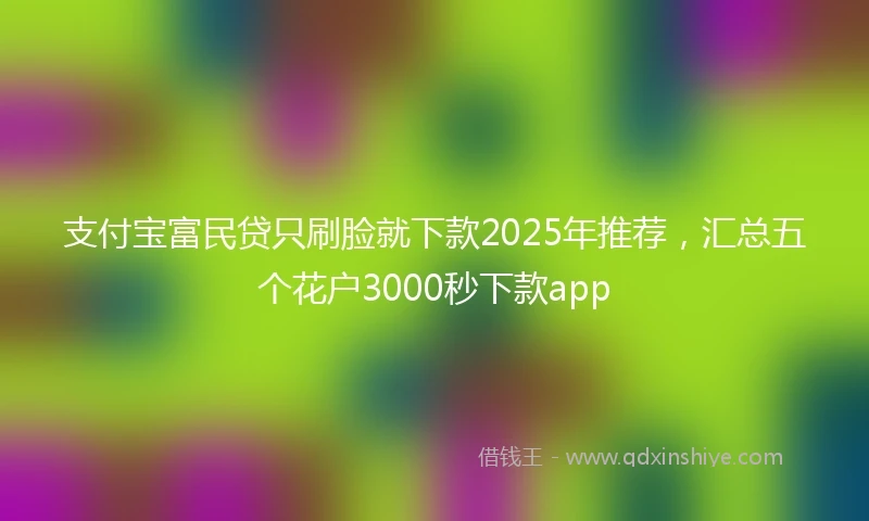 支付宝富民贷只刷脸就下款2025年推荐，汇总五个花户3000秒下款app