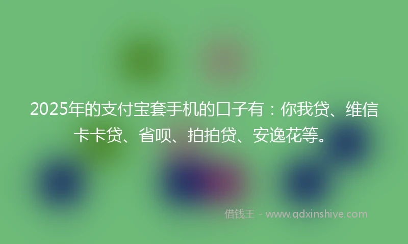 2025年的支付宝套手机的口子有：你我贷、维信卡卡贷、省呗、拍拍贷、安逸花等。