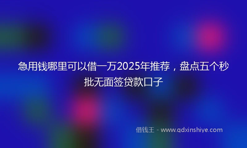 急用钱哪里可以借一万2025年推荐，盘点五个秒批无面签贷款口子