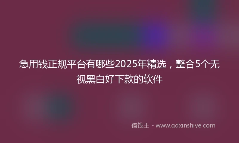 急用钱正规平台有哪些2025年精选，整合5个无视黑白好下款的软件