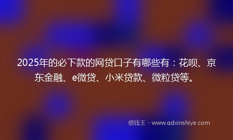 2025年的必下款的网贷口子有哪些有：花呗、京东金融、e微贷、小米贷款、微粒贷等。