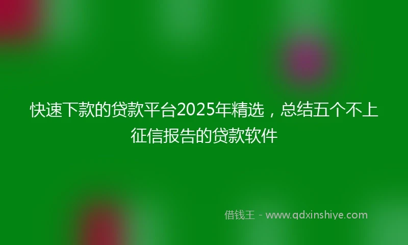 快速下款的贷款平台2025年精选，总结五个不上征信报告的贷款软件