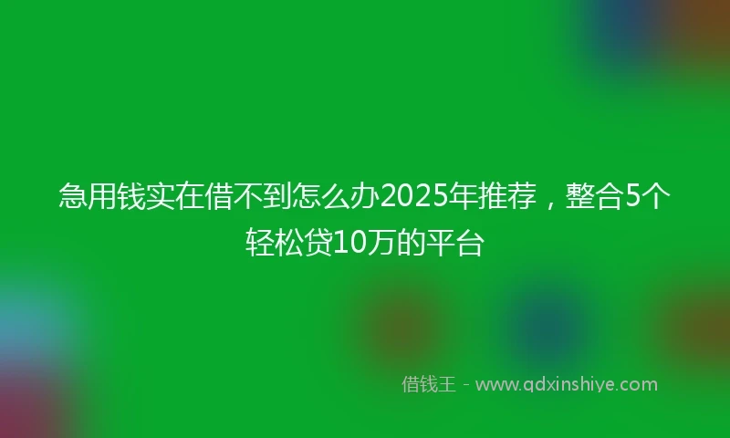急用钱实在借不到怎么办2025年推荐，整合5个轻松贷10万的平台