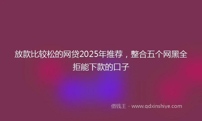 放款比较松的网贷2025年推荐，整合五个网黑全拒能下款的口子