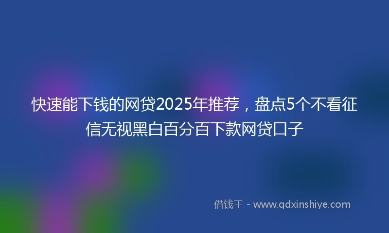 快速能下钱的网贷2025年推荐，盘点5个不看征信无视黑白百分百下款网贷口子