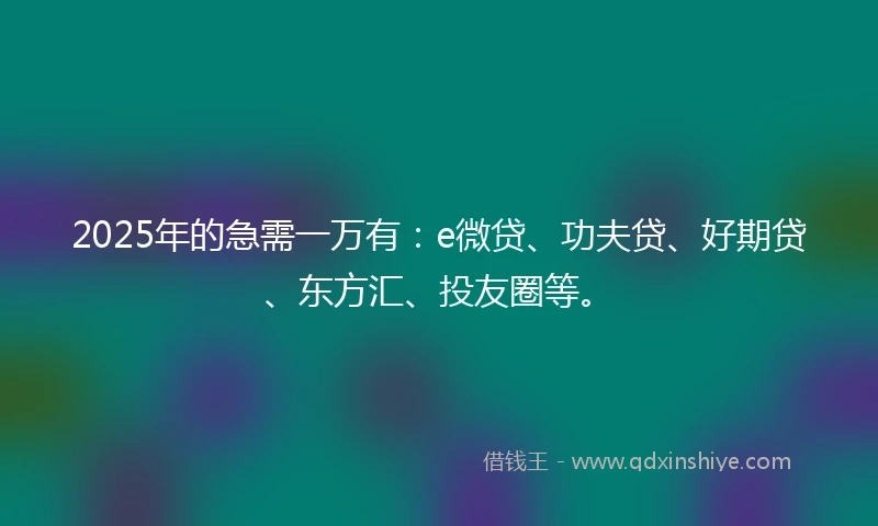 2025年的急需一万有：e微贷、功夫贷、好期贷、东方汇、投友圈等。