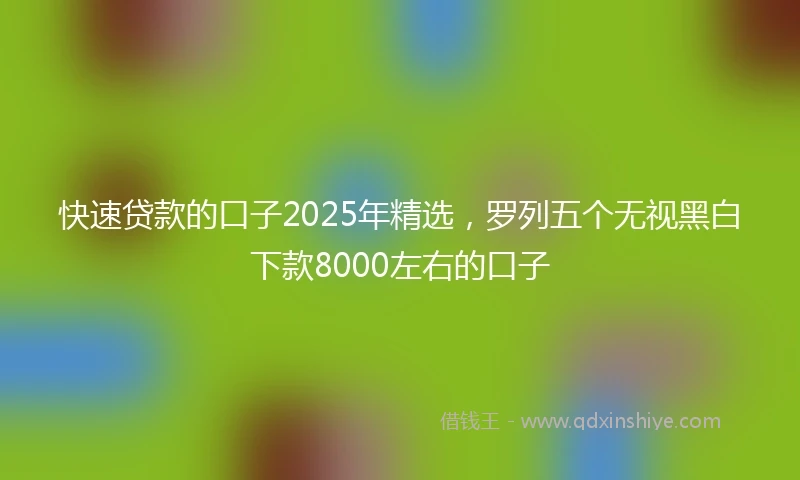 快速贷款的口子2025年精选，罗列五个无视黑白下款8000左右的口子