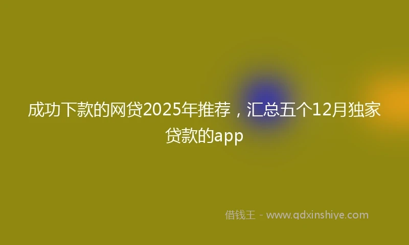 成功下款的网贷2025年推荐，汇总五个12月独家贷款的app