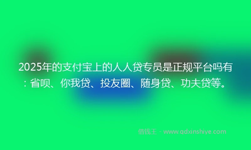 2025年的支付宝上的人人贷专员是正规平台吗有：省呗、你我贷、投友圈、随身贷、功夫贷等。