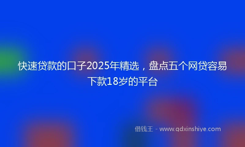 快速贷款的口子2025年精选，盘点五个网贷容易下款18岁的平台