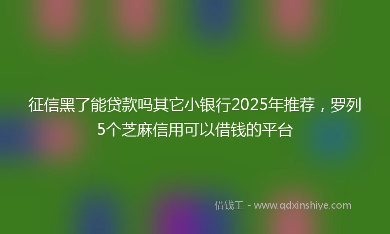征信黑了能贷款吗其它小银行2025年推荐，罗列5个芝麻信用可以借钱的平台