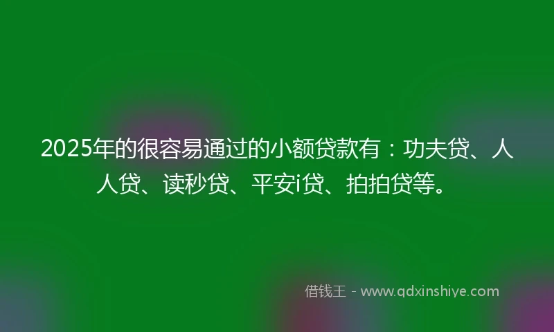 2025年的很容易通过的小额贷款有：功夫贷、人人贷、读秒贷、平安i贷、拍拍贷等。