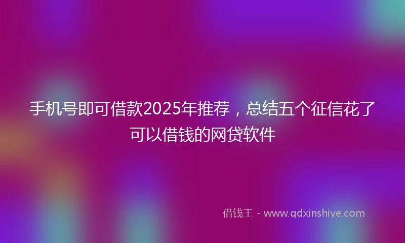 手机号即可借款2025年推荐，总结五个征信花了可以借钱的网贷软件