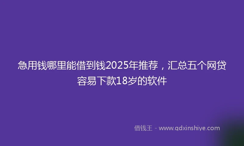 急用钱哪里能借到钱2025年推荐，汇总五个网贷容易下款18岁的软件