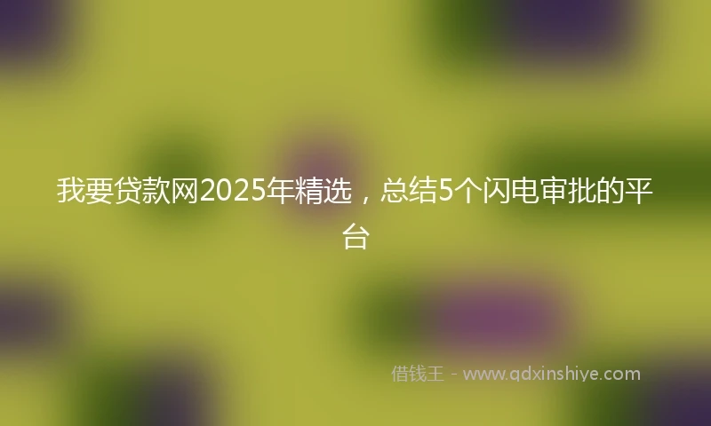 我要贷款网2025年精选，总结5个闪电审批的平台
