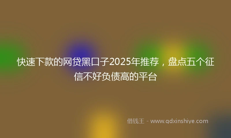 快速下款的网贷黑口子2025年推荐，盘点五个征信不好负债高的平台