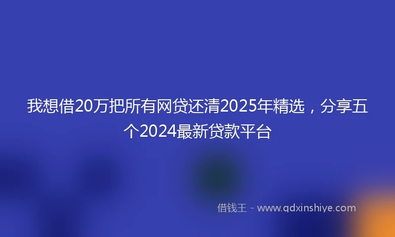 我想借20万把所有网贷还清2025年精选，分享五个2024最新贷款平台