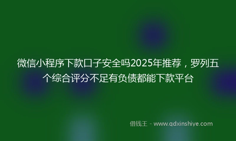 微信小程序下款口子安全吗2025年推荐，罗列五个综合评分不足有负债都能下款平台