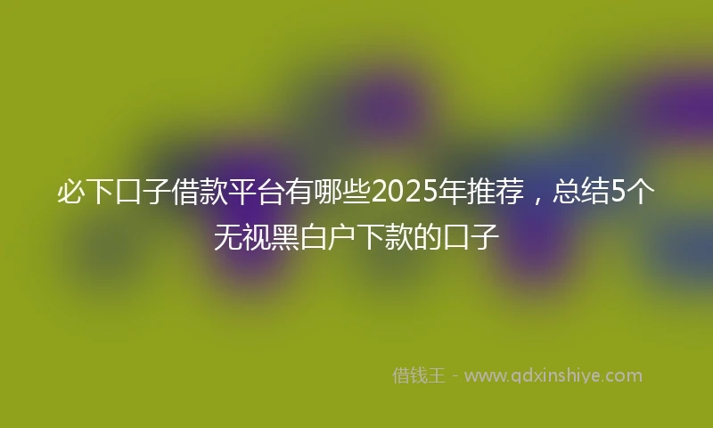 必下口子借款平台有哪些2025年推荐，总结5个无视黑白户下款的口子