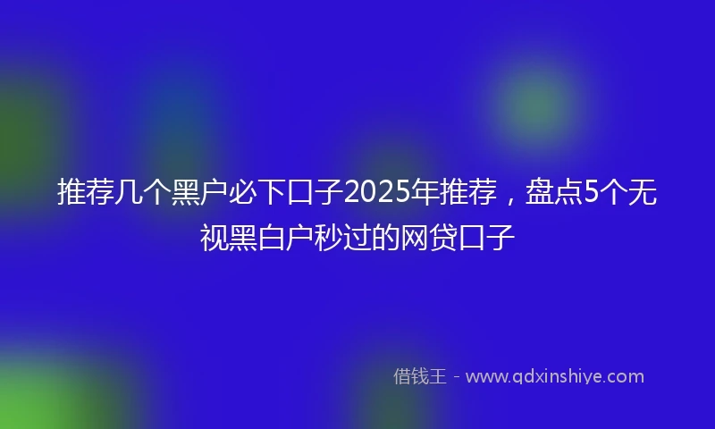 推荐几个黑户必下口子2025年推荐，盘点5个无视黑白户秒过的网贷口子
