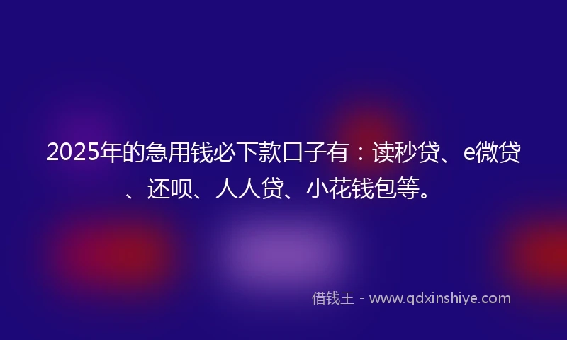 2025年的急用钱必下款口子有：读秒贷、e微贷、还呗、人人贷、小花钱包等。