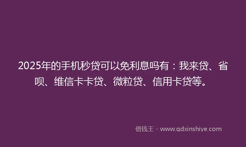 2025年的手机秒贷可以免利息吗有：我来贷、省呗、维信卡卡贷、微粒贷、信用卡贷等。