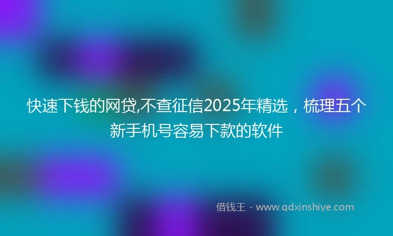 快速下钱的网贷,不查征信2025年精选，梳理五个新手机号容易下款的软件