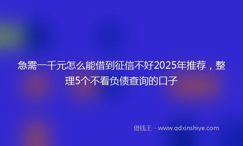 急需一千元怎么能借到征信不好2025年推荐，整理5个不看负债查询的口子