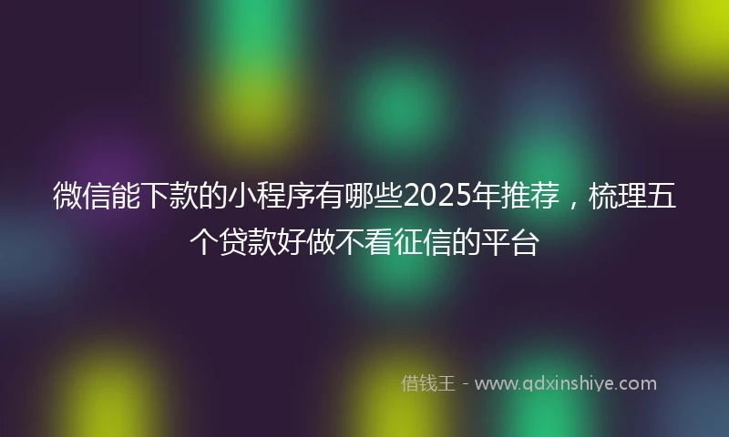 微信能下款的小程序有哪些2025年推荐，梳理五个贷款好做不看征信的平台