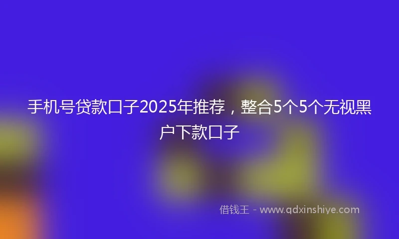 手机号贷款口子2025年推荐，整合5个5个无视黑户下款口子