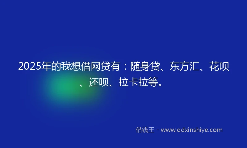 2025年的我想借网贷有:随身贷、东方汇、花呗、还呗、拉卡拉等。