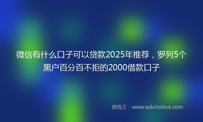 微信有什么口子可以贷款2025年推荐，罗列5个黑户百分百不拒的2000借款口子