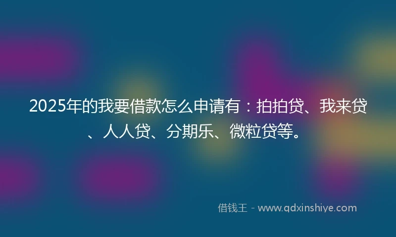 2025年的我要借款怎么申请有：拍拍贷、我来贷、人人贷、分期乐、微粒贷等。