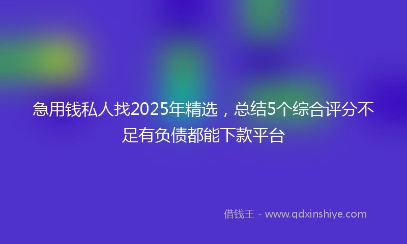 急用钱私人找2025年精选,总结5个综合评分不足有负债都能下款平台