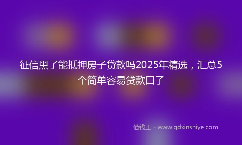 征信黑了能抵押房子贷款吗2025年精选，汇总5个简单容易贷款口子