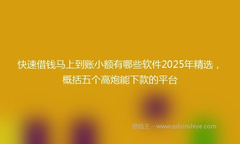 快速借钱马上到账小额有哪些软件2025年精选，概括五个高炮能下款的平台