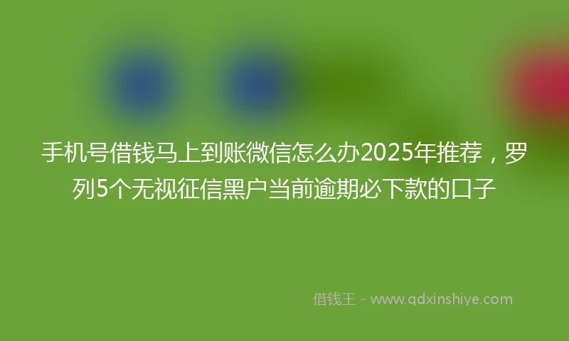 手机号借钱马上到账微信怎么办2025年推荐，罗列5个无视征信黑户当前逾期必下款的口子