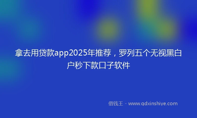 拿去用贷款app2025年推荐，罗列五个无视黑白户秒下款口子软件