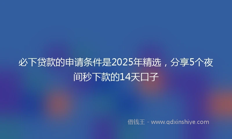 必下贷款的申请条件是2025年精选，分享5个夜间秒下款的14天口子