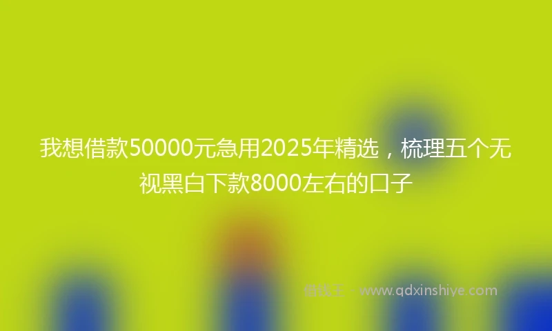 我想借款50000元急用2025年精选，梳理五个无视黑白下款8000左右的口子