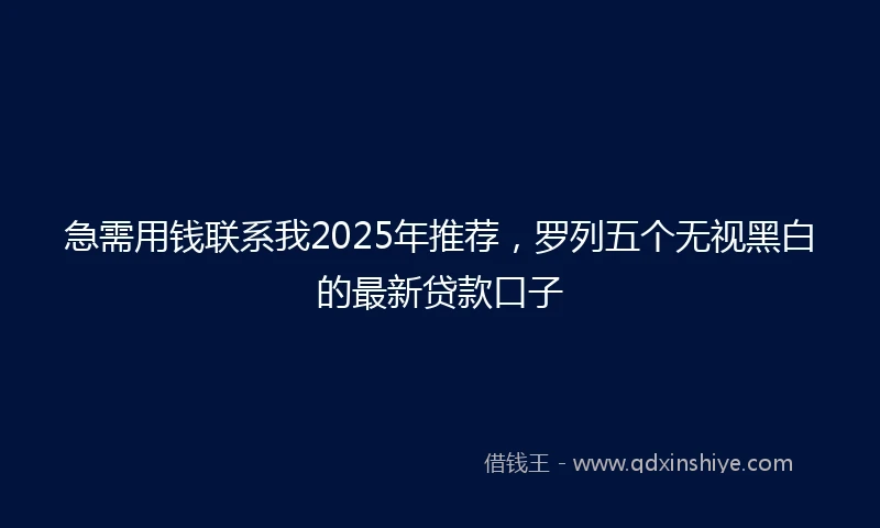 急需用钱联系我2025年推荐，罗列五个无视黑白的最新贷款口子