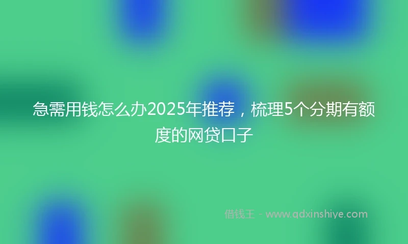 急需用钱怎么办2025年推荐，梳理5个分期有额度的网贷口子