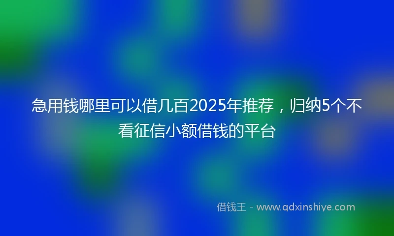 急用钱哪里可以借几百2025年推荐，归纳5个不看征信小额借钱的平台