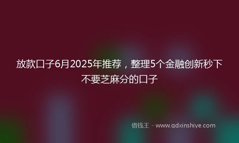 放款口子6月2025年推荐，整理5个金融创新秒下不要芝麻分的口子