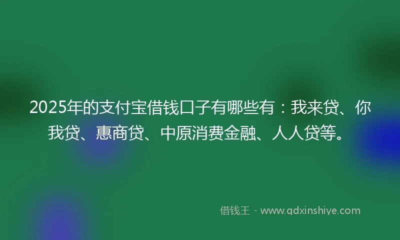 2025年的支付宝借钱口子有哪些有：我来贷、你我贷、惠商贷、中原消费金融、人人贷等。