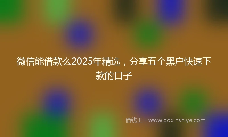 微信能借款么2025年精选，分享五个黑户快速下款的口子