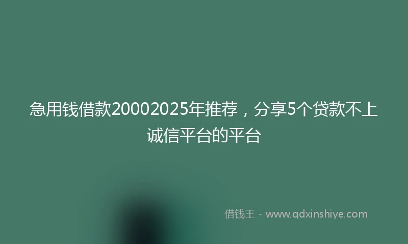 急用钱借款20002025年推荐，分享5个贷款不上诚信平台的平台